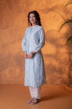 Thumbnail for Juniper Neelara Powder Blue Foil Print Kurta - Distacart