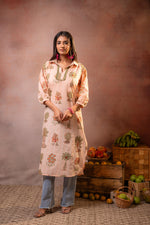 Thumbnail for Juniper Peach Palm Motif Kurta - Distacart