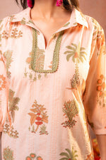 Thumbnail for Juniper Peach Palm Motif Kurta - Distacart