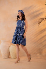Thumbnail for Juniper Neelika Indigo Tiered Mini Dress - Distacart