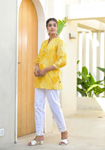 Thumbnail for Juniper Mustard Ethnic Motif Printed Tunic With Button - Distacart