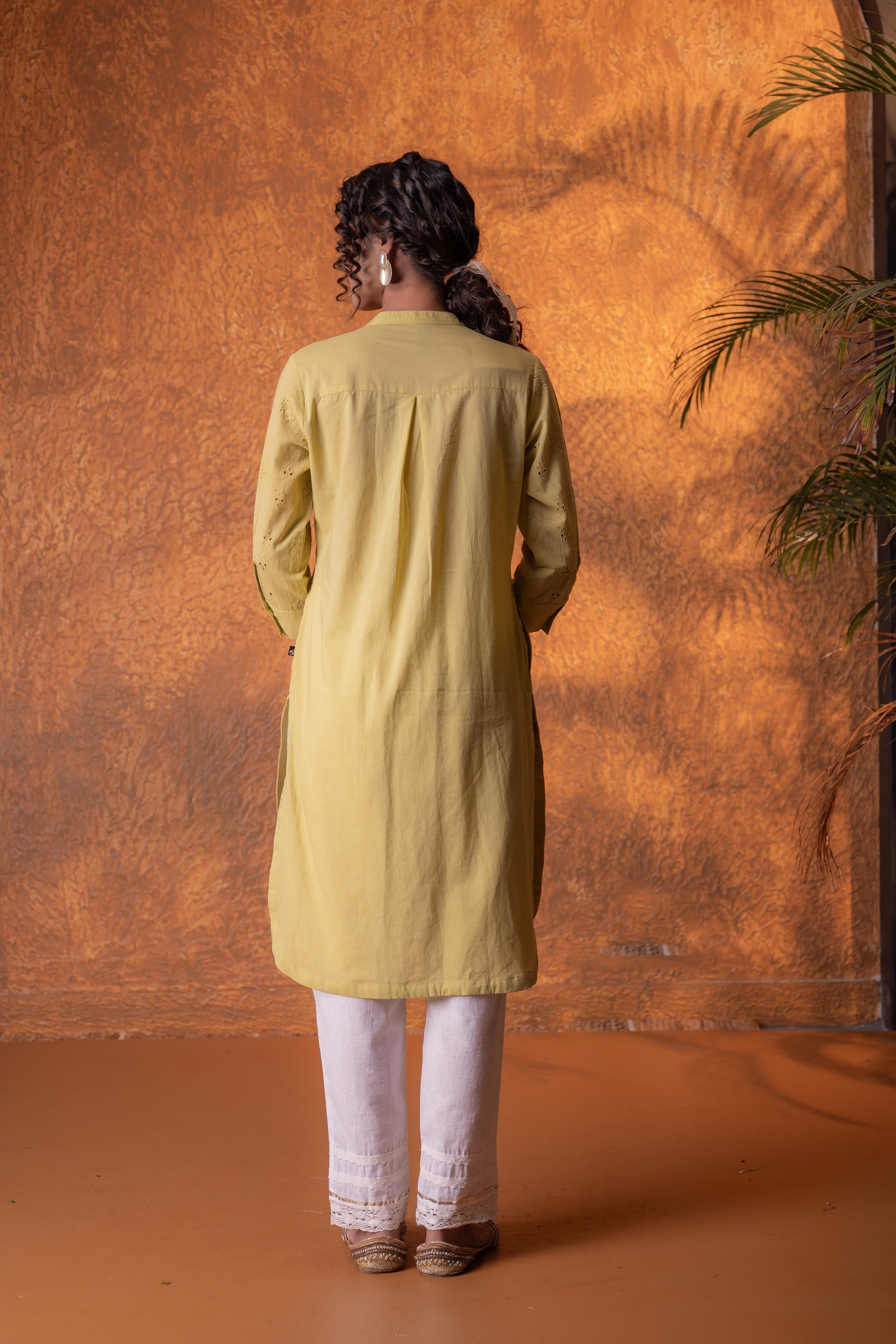 Juniper Lime Green Chikankari Kurta - Distacart