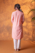 Thumbnail for Juniper Peach Chikankari Kurta - Distacart