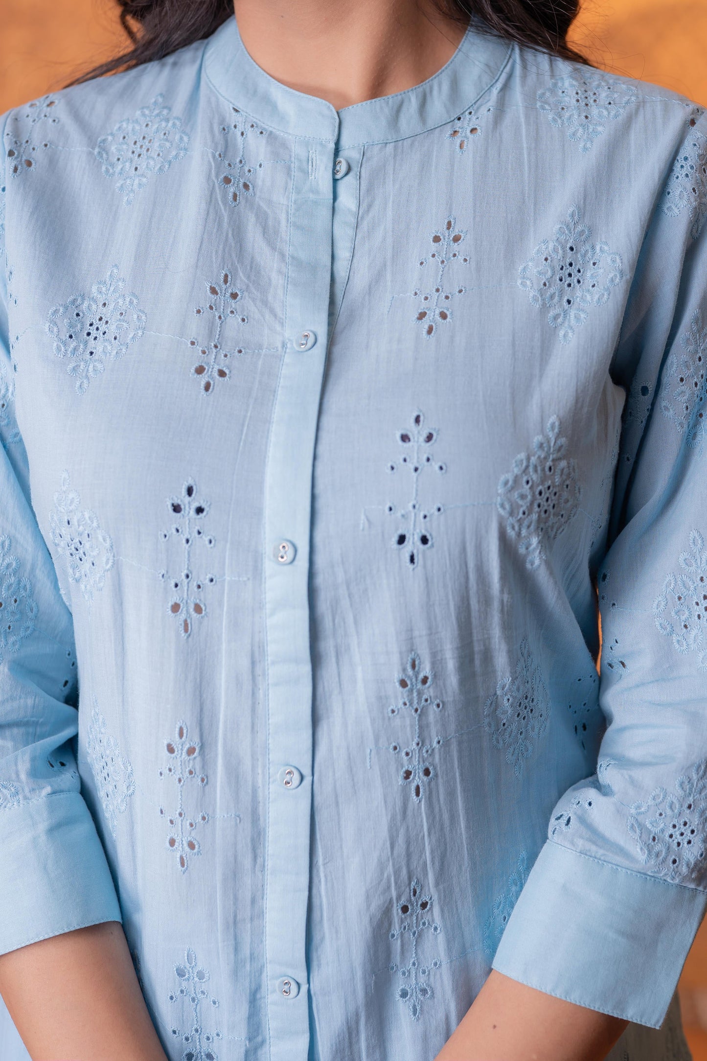 Juniper Sky blue Chikankari Kurta - Distacart