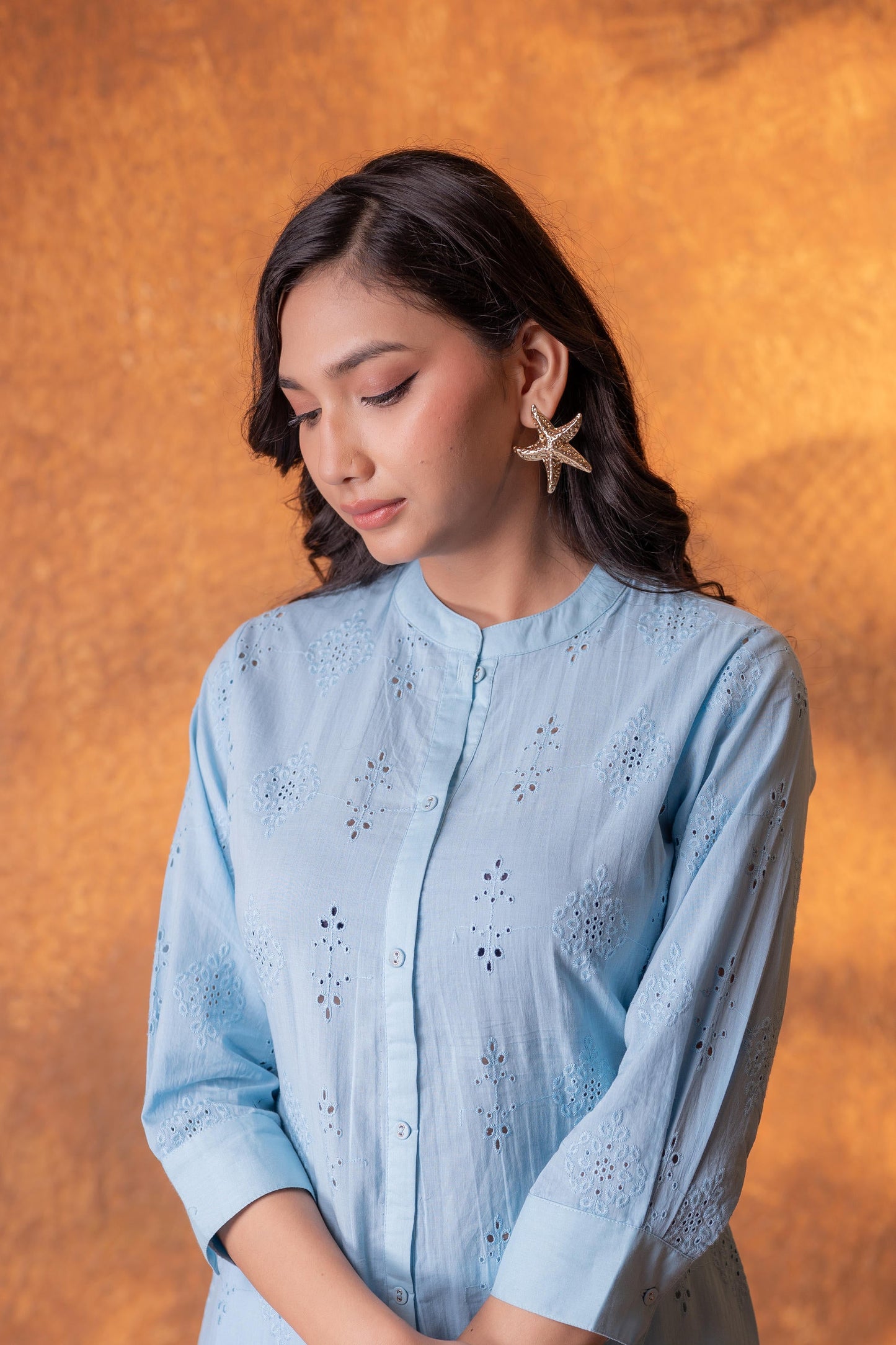 Juniper Sky blue Chikankari Kurta - Distacart