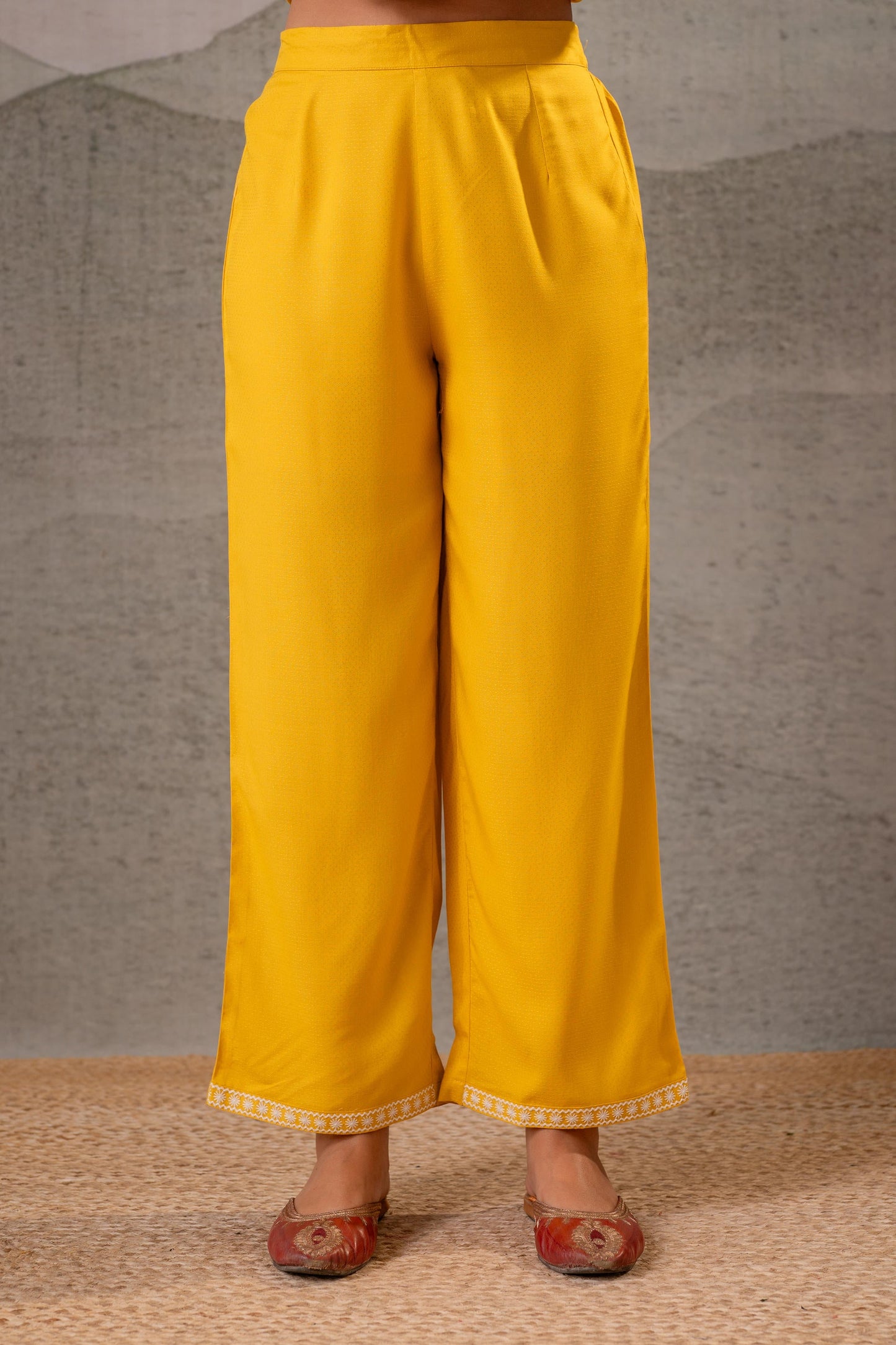 Juniper Sunlit Bloom Mustard Embroidered Co-Ord Set - Distacart