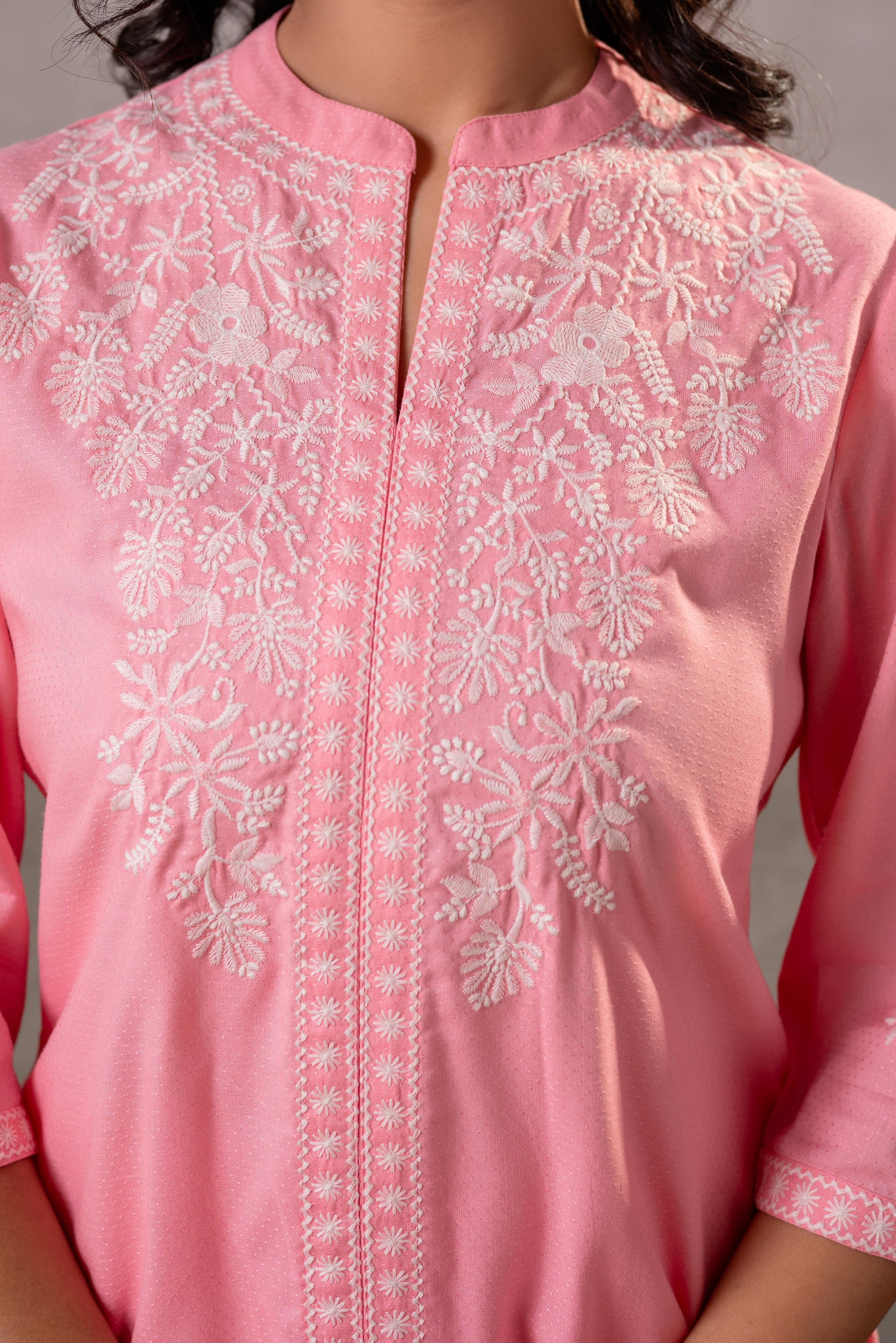 Juniper Peach Bloom Embroidered Co-Ord Set - Distacart