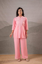 Thumbnail for Juniper Peach Bloom Embroidered Co-Ord Set - Distacart