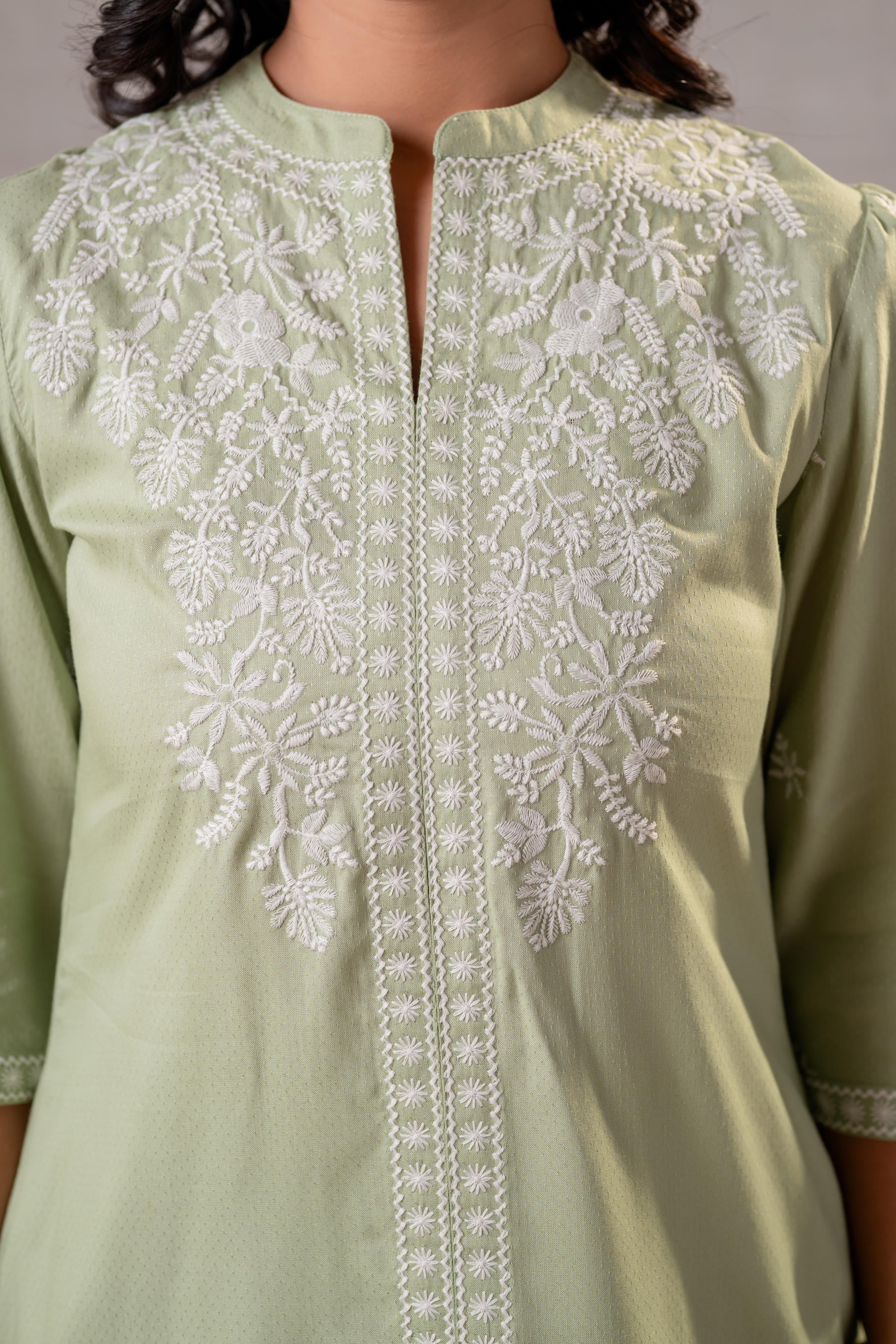 Juniper Pistachio Bloom SageGreen Embroidered Co-Ord Set - Distacart