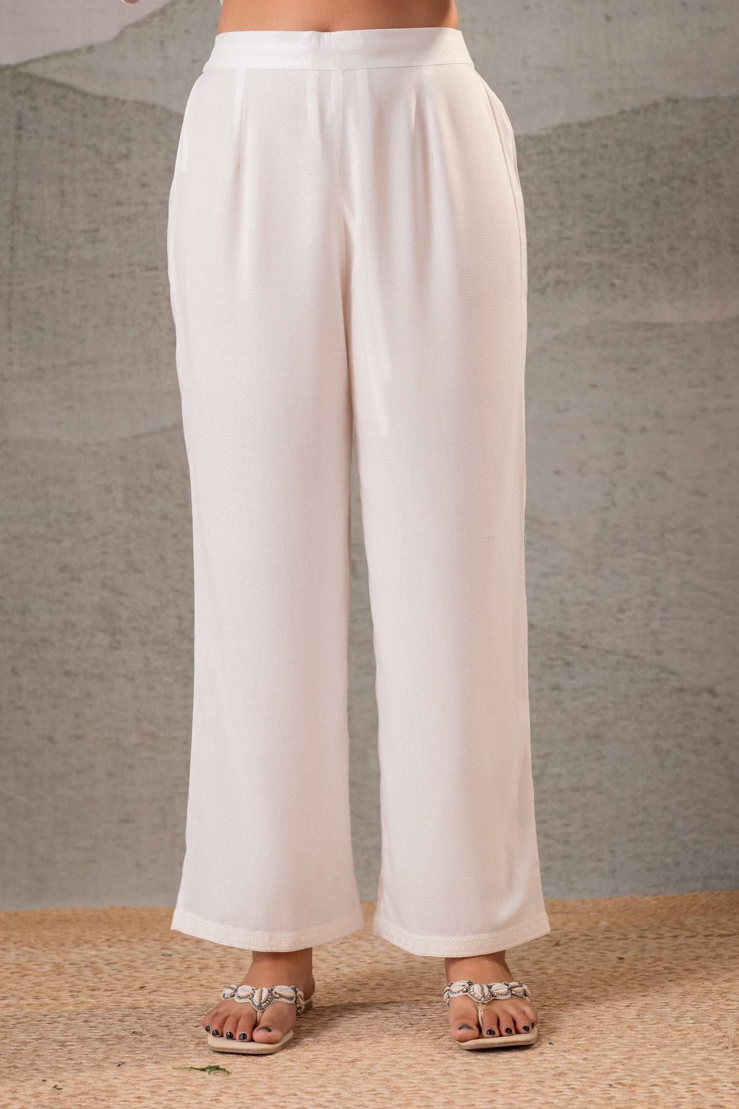 Juniper Cotton Bloom White Embroidered Co-Ord Set - Distacart
