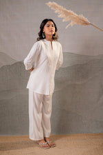 Thumbnail for Juniper Cotton Bloom White Embroidered Co-Ord Set - Distacart