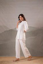 Thumbnail for Juniper Cotton Bloom White Embroidered Co-Ord Set - Distacart