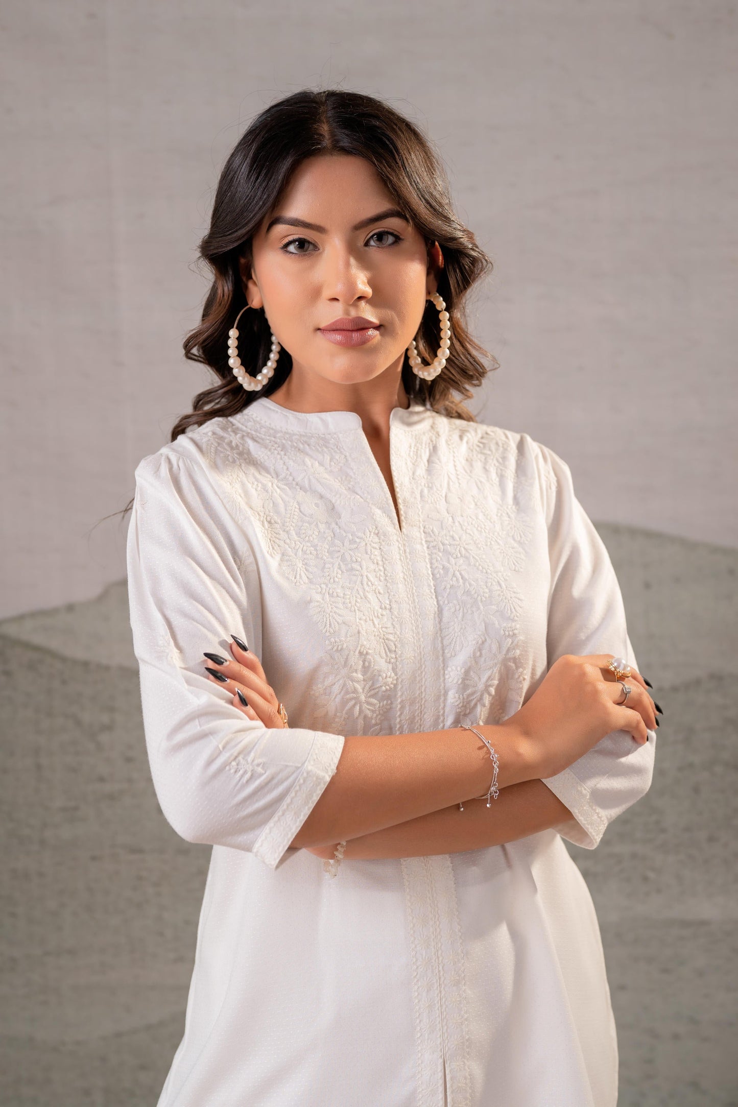 Juniper Cotton Bloom White Embroidered Co-Ord Set - Distacart