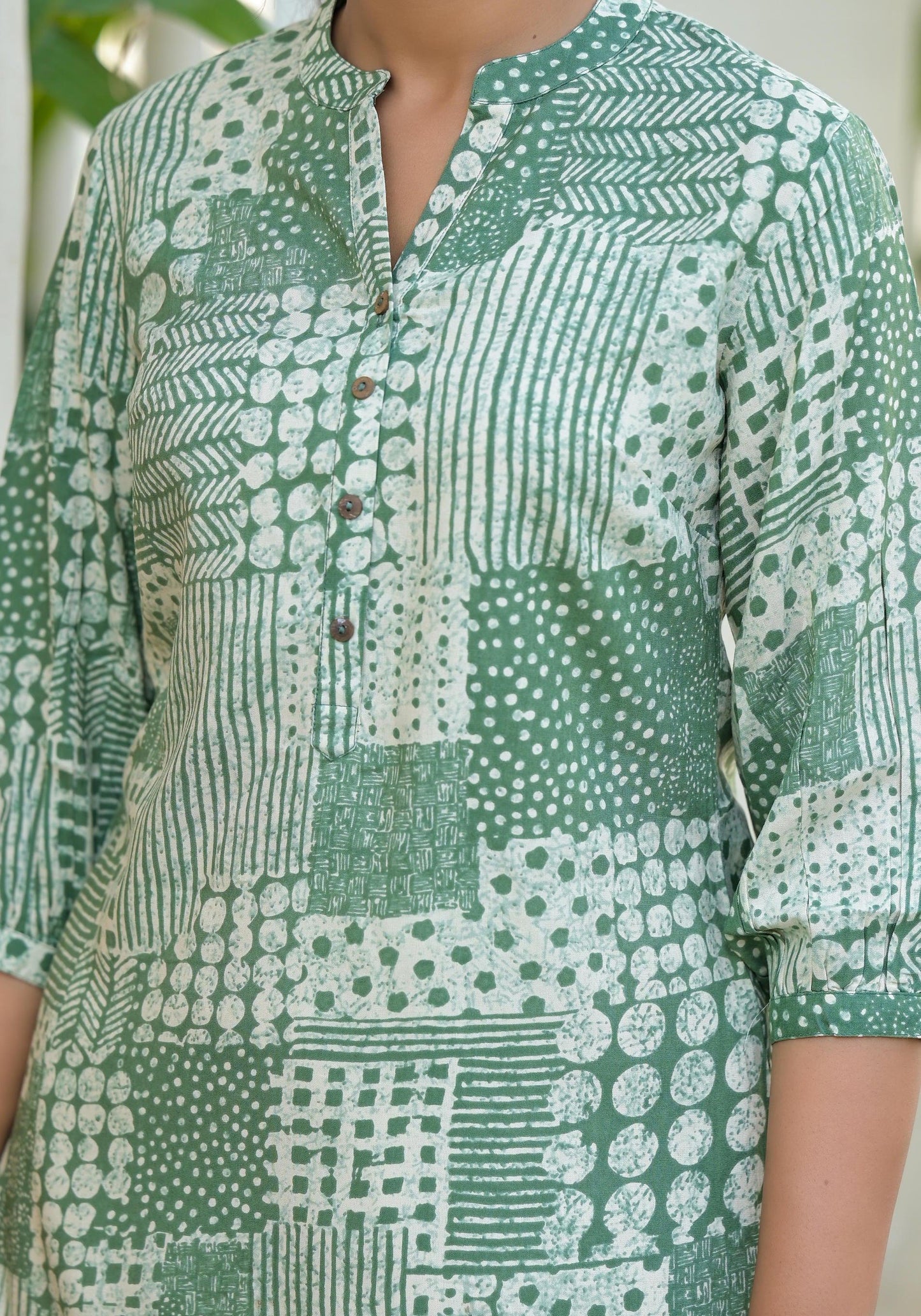 Juniper Mint Mosaic Printed Cotton Tunic - Distacart