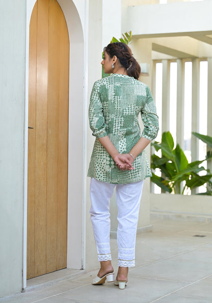 Juniper Mint Mosaic Printed Cotton Tunic - Distacart