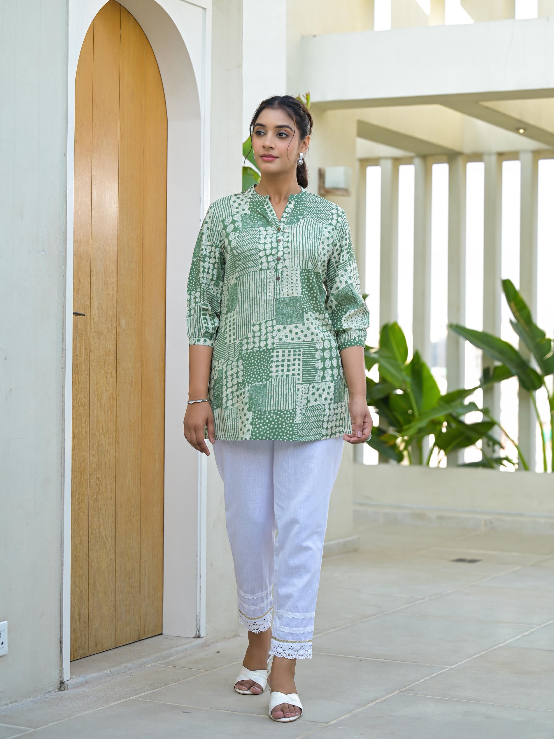 Juniper Mint Mosaic Printed Cotton Tunic - Distacart