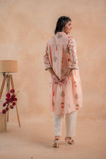 Thumbnail for Juniper Blush Peach Garden Printed A-Line Tunic Kurta - Distacart