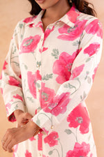 Thumbnail for Juniper Ivory Rose Bloom Printed Shirt Tunic - Distacart