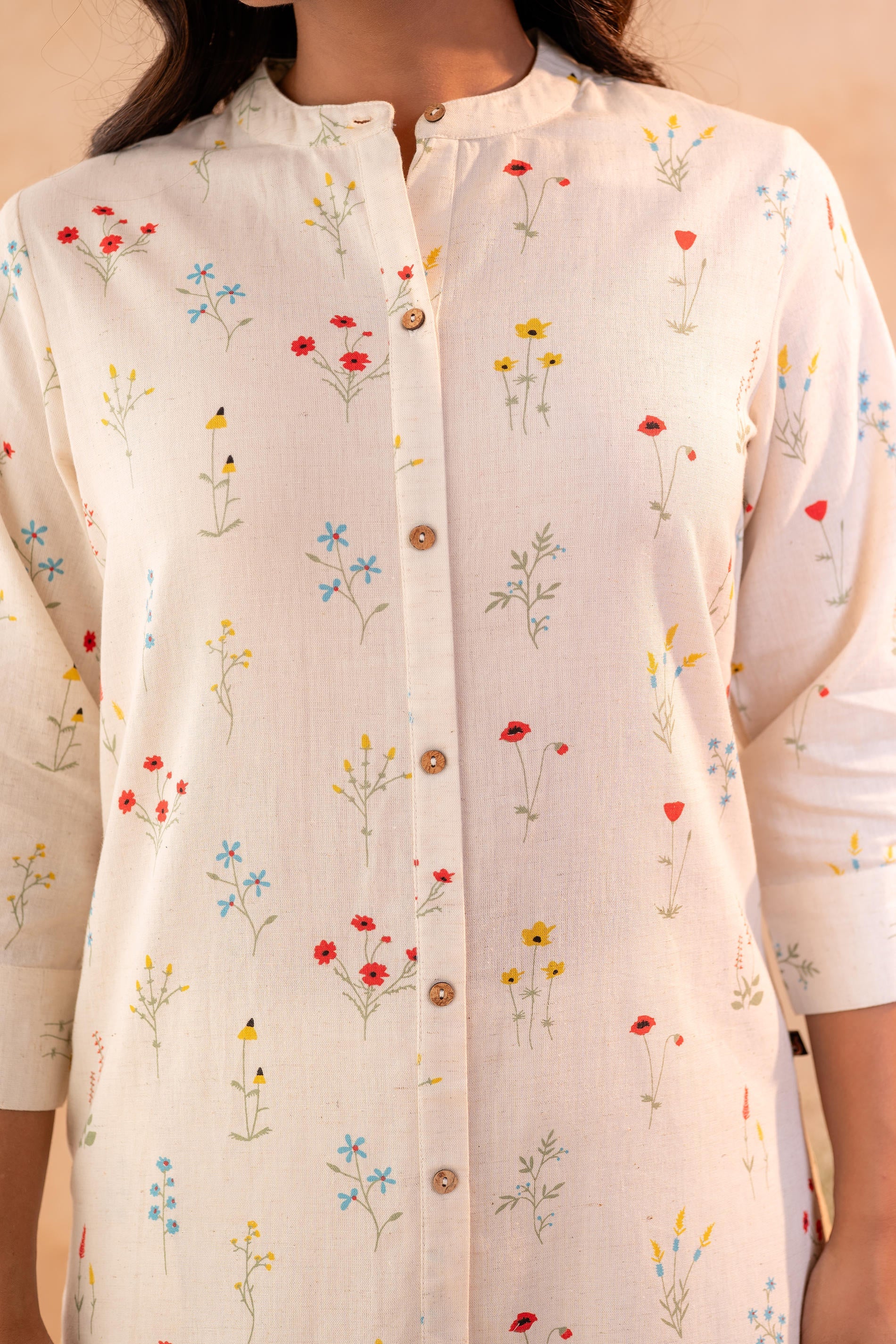 Juniper Ivory Meadow Bloom Printed Shirt Kurta - Distacart