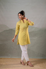 Thumbnail for Juniper Lime Green Ease Minimal Cotton Tunic - Distacart