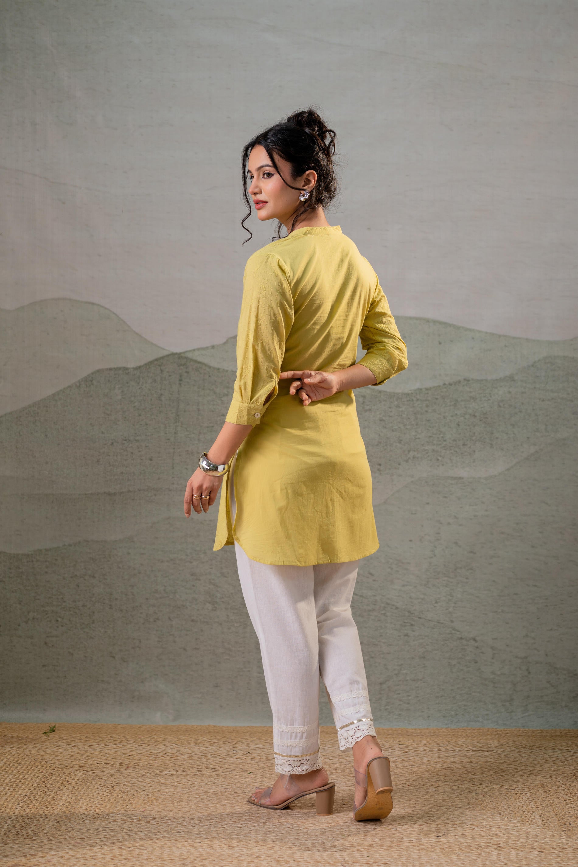Juniper Lime Green Ease Minimal Cotton Tunic - Distacart