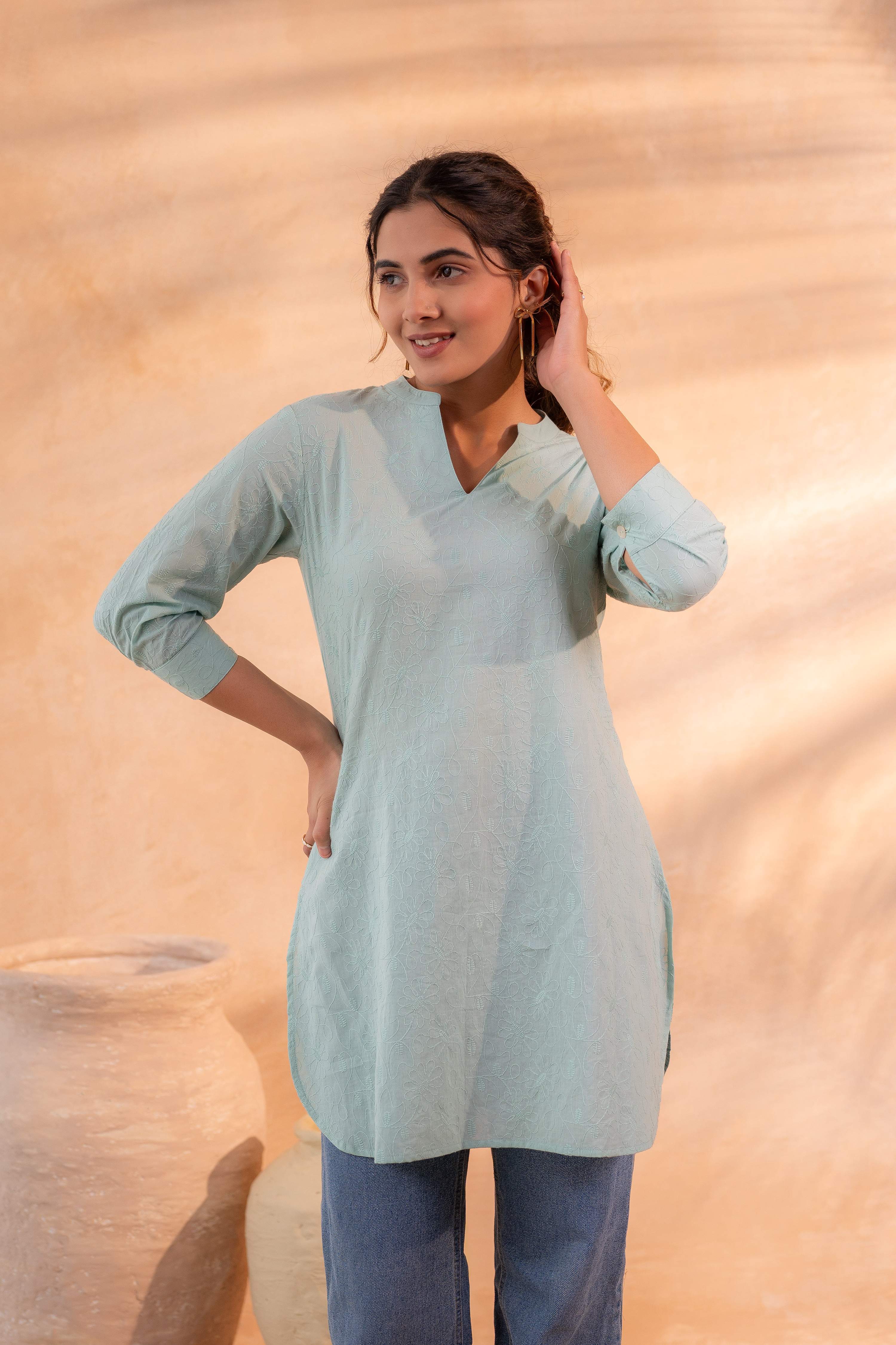 Juniper Mint Ease Minimal Cotton Tunic - Distacart