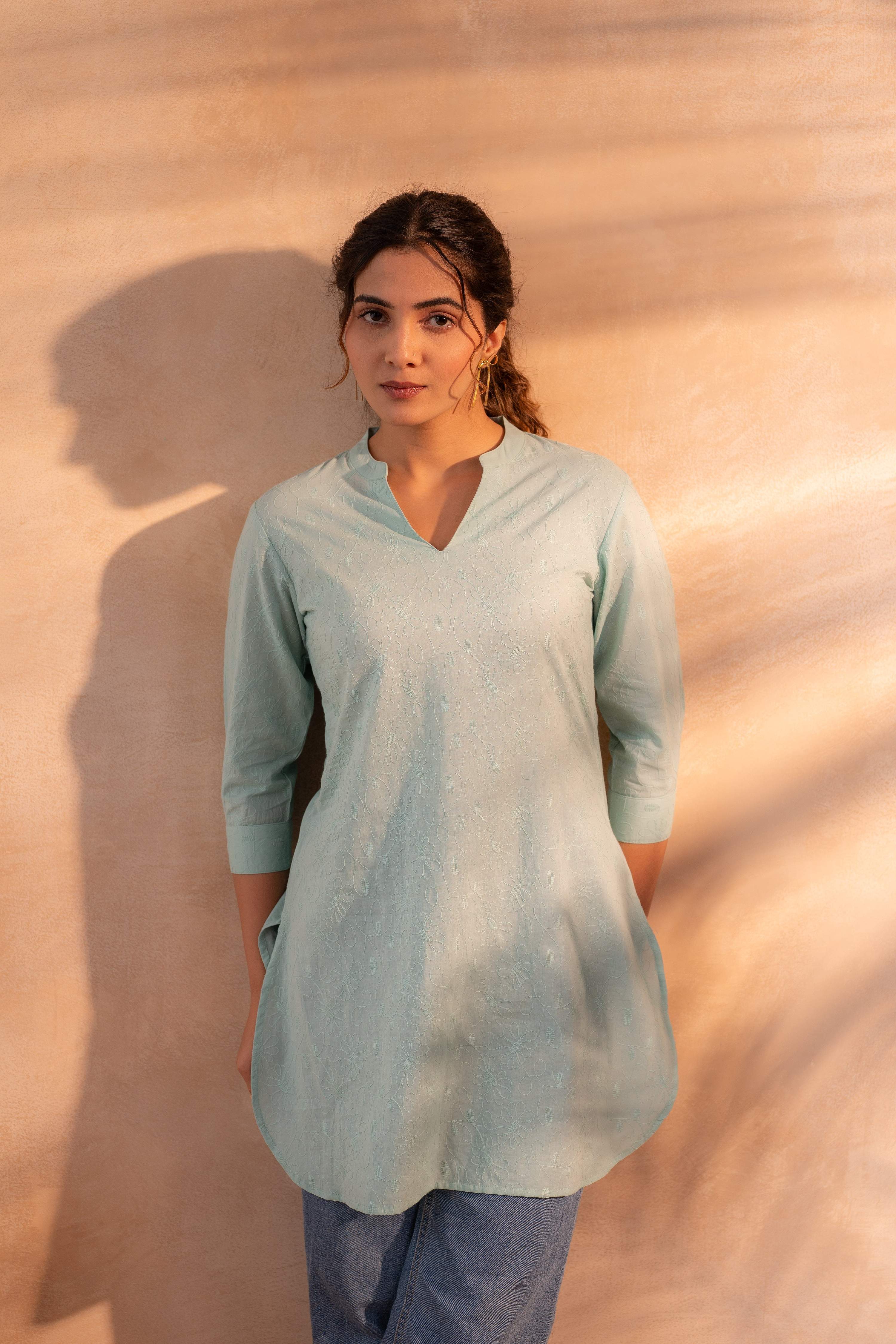 Juniper Mint Ease Minimal Cotton Tunic - Distacart