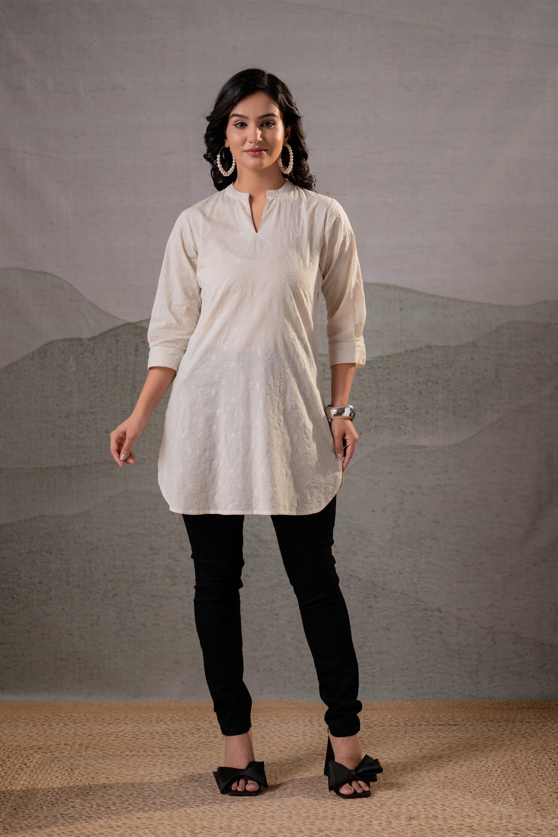 Juniper Off-White Ease Minimal Cotton Tunic - Distacart