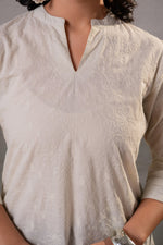 Thumbnail for Juniper Off-White Ease Minimal Cotton Tunic - Distacart