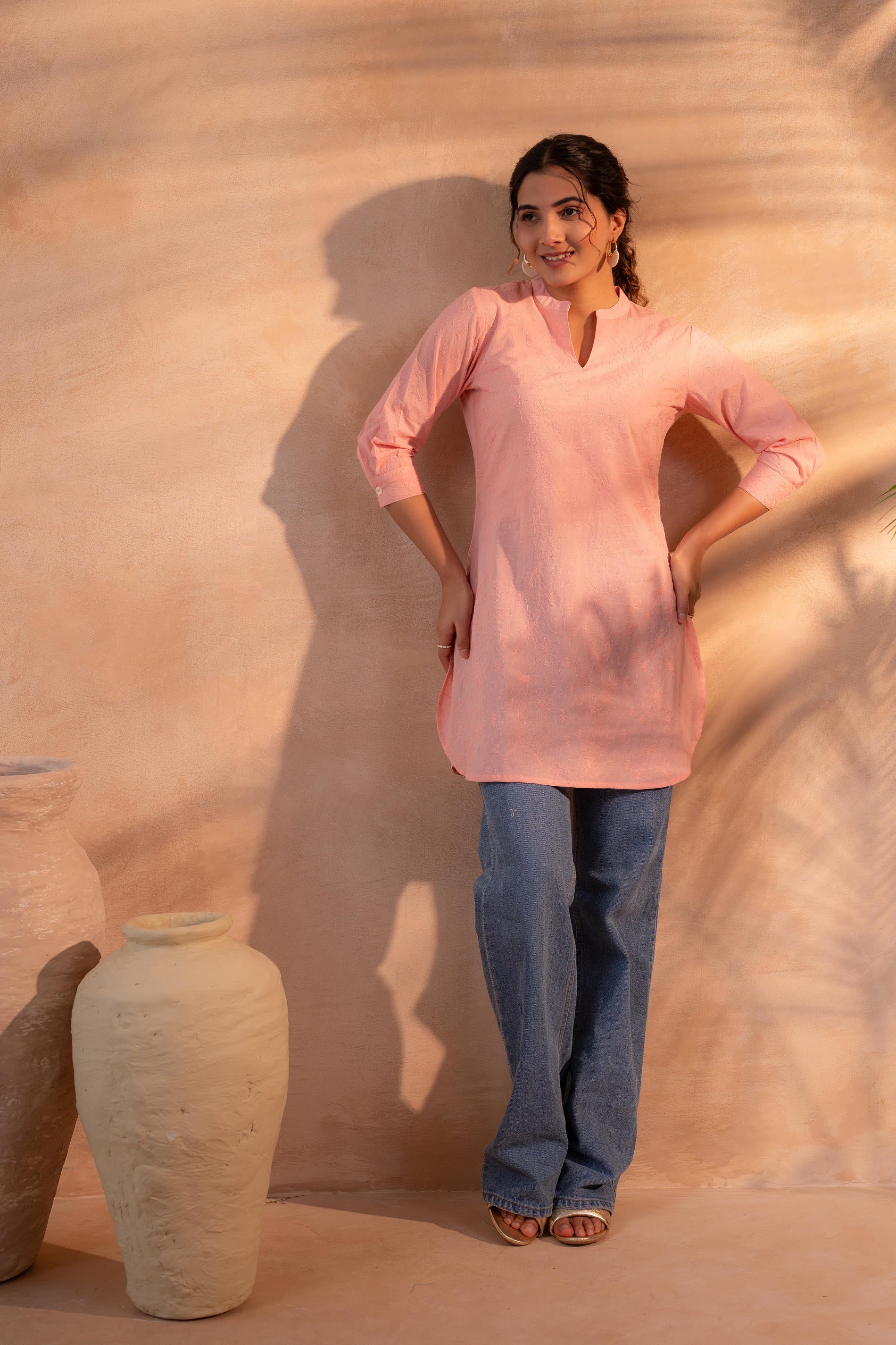 Juniper Peach Ease Minimal Cotton Tunic - Distacart