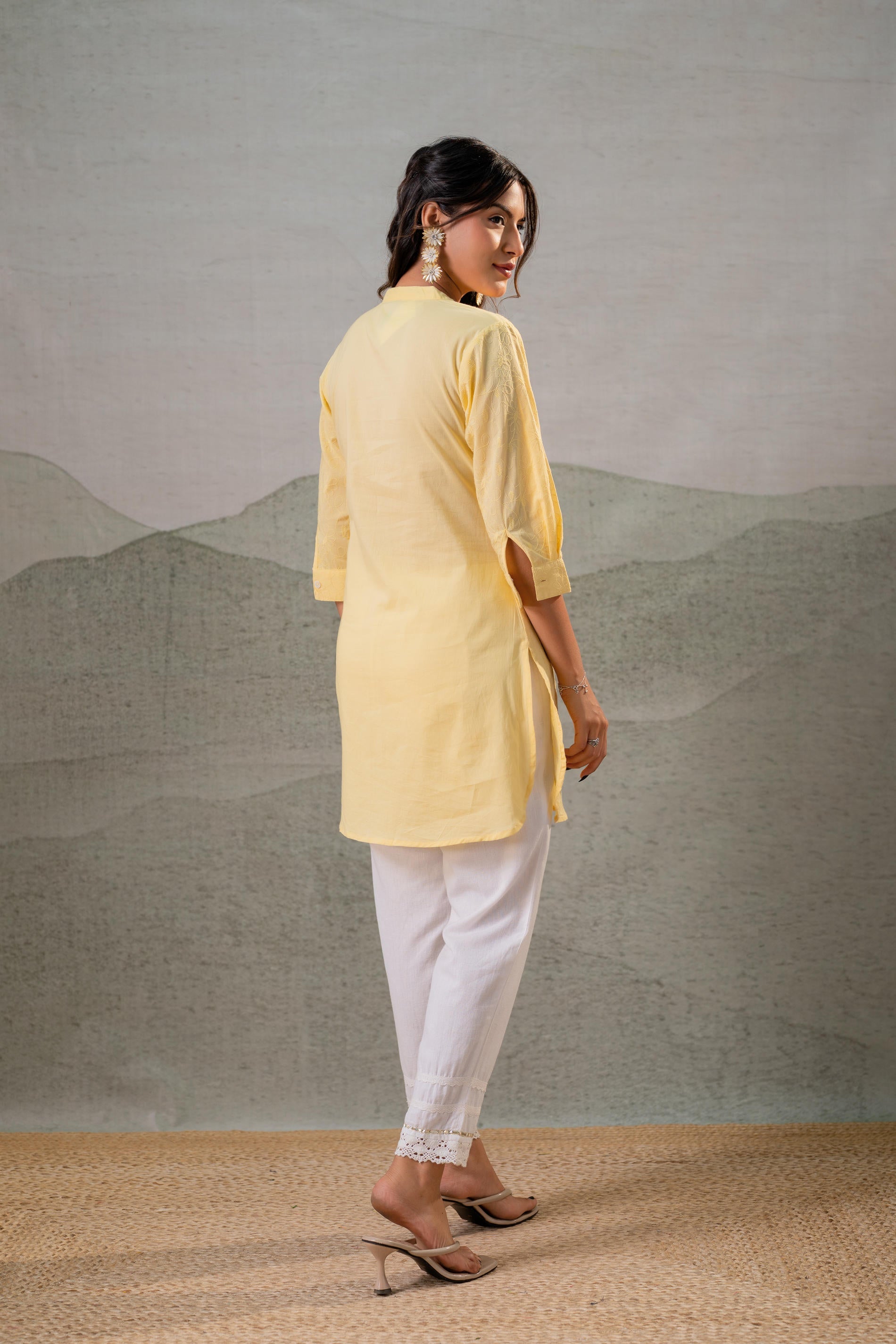 Juniper Yellow Ease Minimal Cotton Tunic - Distacart