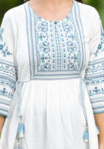Thumbnail for Juniper White Ethnic Motif Printed Viscose Tunic With Sequins & Thread Work