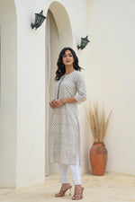 Thumbnail for Juniper White Minimal Motif Printed Kurta