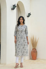 Thumbnail for Juniper Grey Floral Printed Kurta