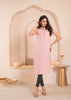 Juniper Pink Geometric Embroidered Viscose Kurta with Mirror Work and Tassels - Distacart