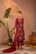 Thumbnail for Juniper Rosegold Blossom -Pinted Kurta Pant And Dupatta Set - Distacart