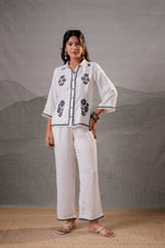 Thumbnail for Juniper Noir Flora White & Black Embroidered Co-Ord Set - Distacart