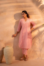 Thumbnail for Juniper Peach Schiffli Kurta And Pant Set - Distacart