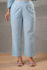 Thumbnail for Juniper Sky Blue Schiffli Kurta And Pant Set - Distacart