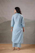 Thumbnail for Juniper Sky Blue Schiffli Kurta And Pant Set - Distacart