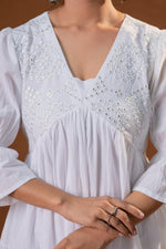 Thumbnail for Juniper White Cotton Fit & Flare Midi Dress - Distacart