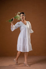 Thumbnail for Juniper White Cotton Fit & Flare Midi Dress - Distacart