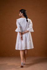 Thumbnail for Juniper White Cotton Fit & Flare Midi Dress - Distacart