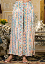 Thumbnail for Juniper White Floral Embroidered Crop Shirt With Pastel Printed Palazzo Set