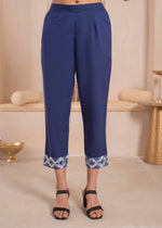 Thumbnail for Juniper Navy Blue And White Kurta , Solid Bottom And Tie -Dye Dupatta With Cotton Lace , Buttons , Sequin - Distacart