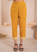 Thumbnail for Juniper Mustard And White Kurta , Solid Bottom And Tie - Dye Dupatta With Cotton Lace , Buttons , Sequin - Distacart