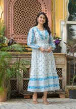 Thumbnail for Juniper White Whispering Sky Floral Midi Dress