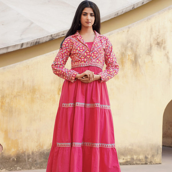 Juniper Pink Gulmohar Melody Tiered Maxi Dress