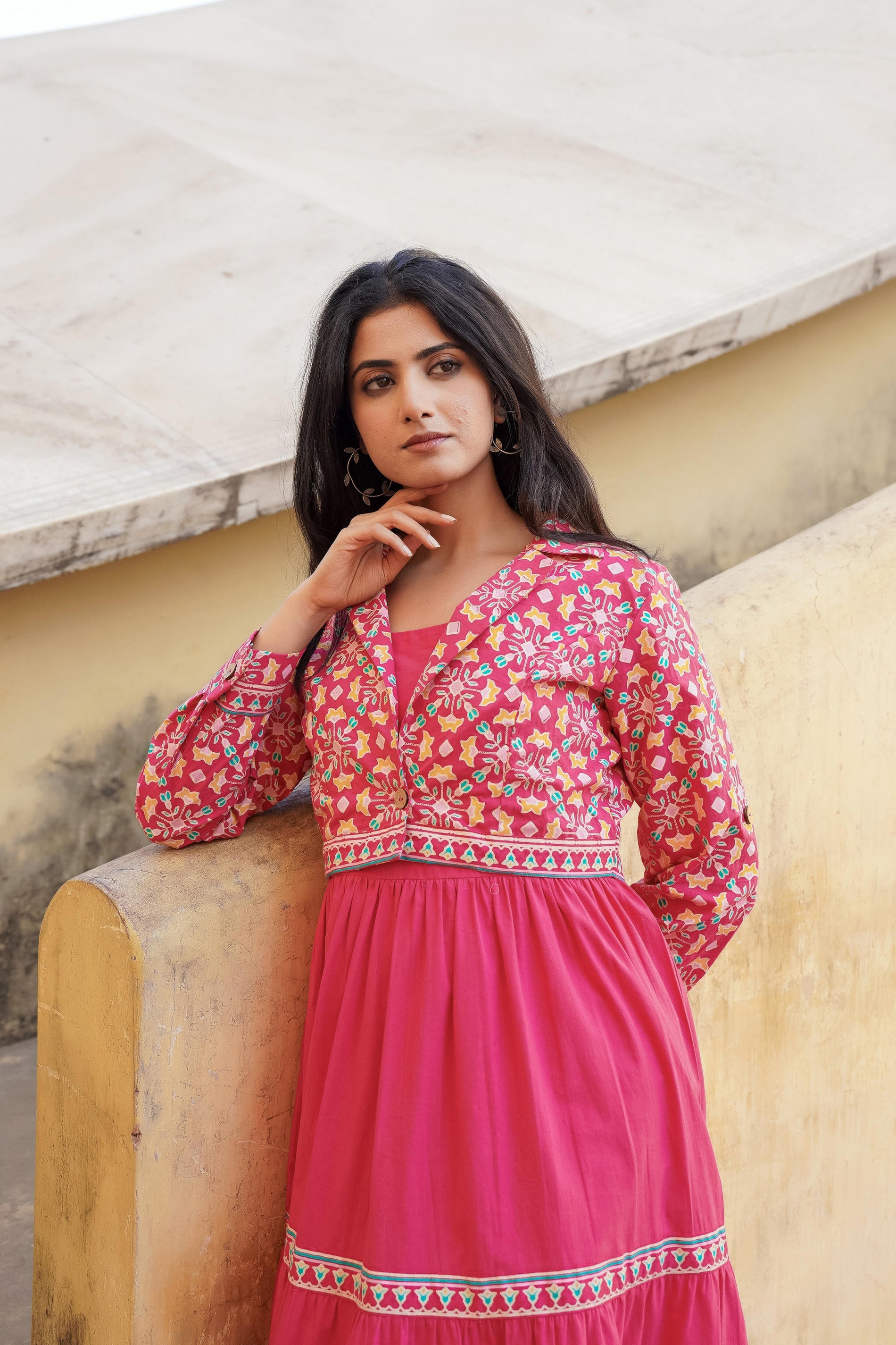 Juniper Pink Gulmohar Melody Tiered Maxi Dress