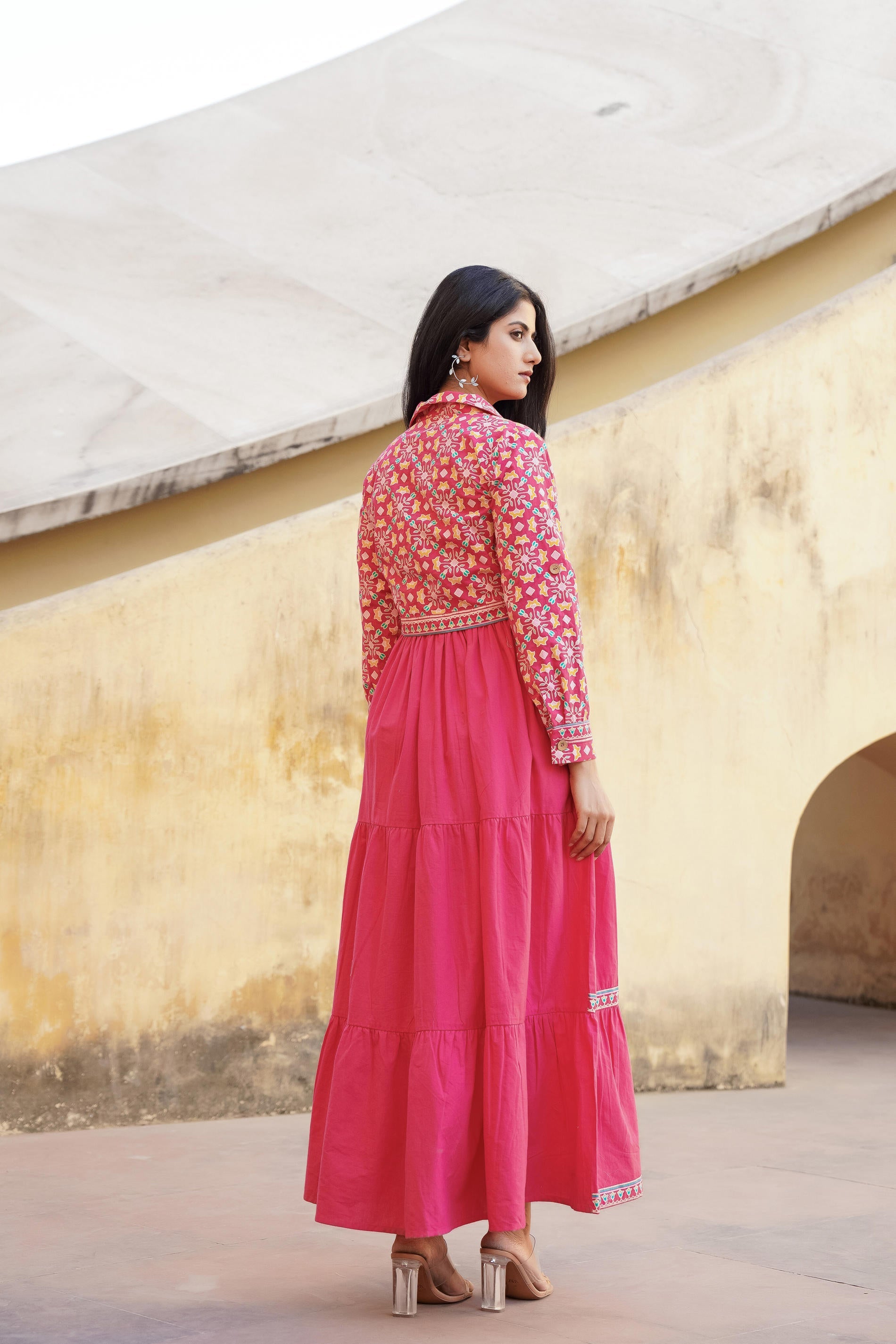 Juniper Pink Gulmohar Melody Tiered Maxi Dress